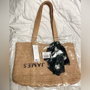 Draper James Natural Woven Straw Tote Handbag